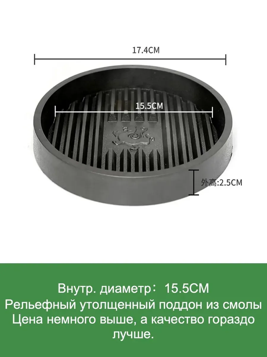 Поддон для цветов 17.4×17.4×2.5 см, черный