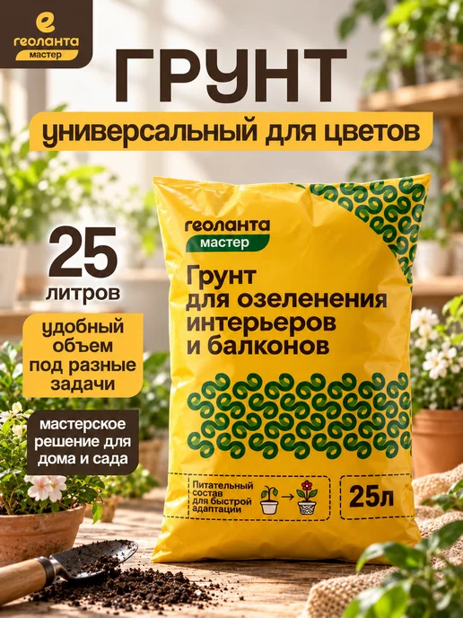 Геоланта Грунт для цветов, земля универсальная 25 л, 25 л