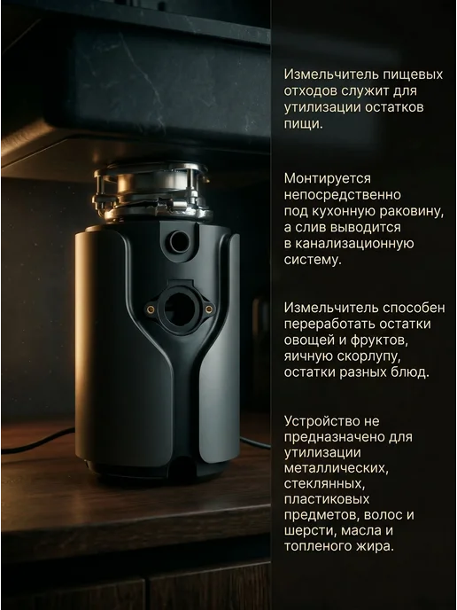 vieir Измельчитель пищевых отходов 560 Вт дистанционный, 560 Вт, фото 2