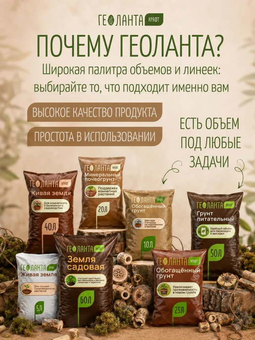 Геоланта Грунт универсальный, земля для цветов комнатных 10 литров, вариант, фото 2