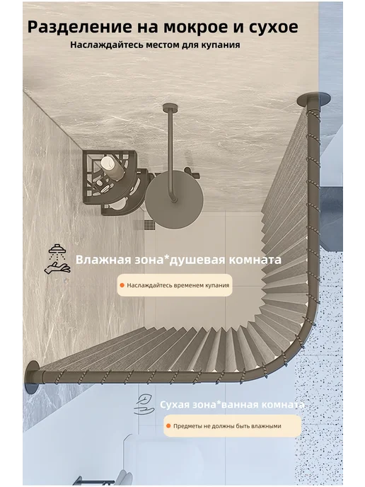Душевая кабина 90-130cm c силиконовым гибким барьером, серый, фото 3