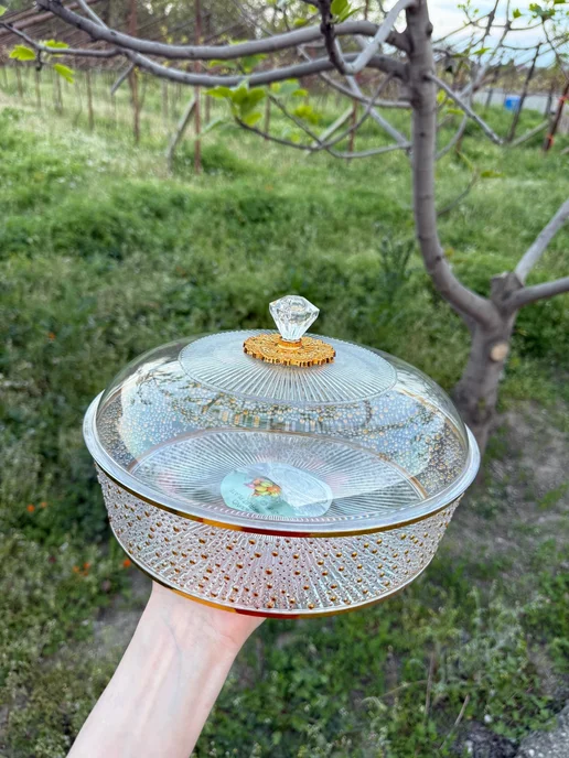 хлебница точки круглая с крышкой, белый, фото 2