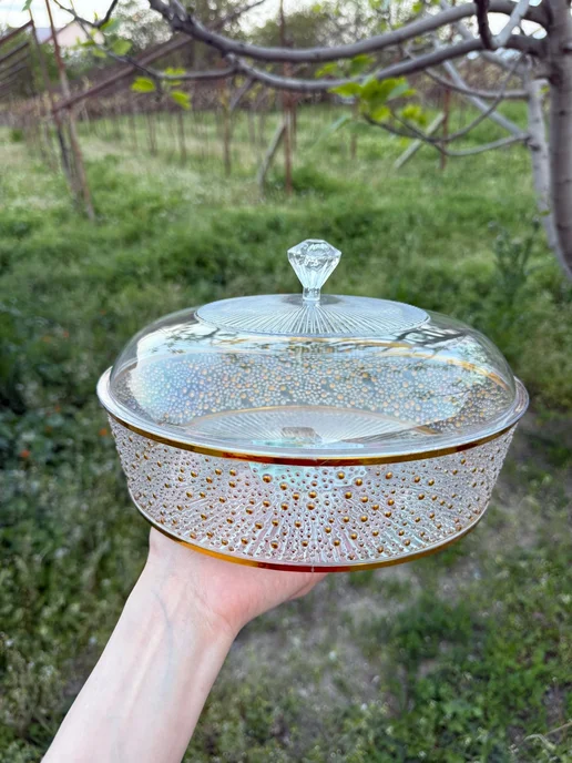 хлебница точки круглая с крышкой, белый, фото 3