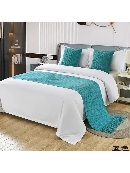 Нет бренда Шерстяной плед с кисточками Home Hotel 04, 60x180 см, 1 шт, фото 2