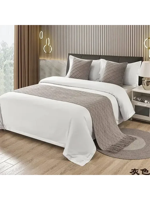 Нет бренда Шерстяной плед с кисточками Home Hotel 010, желтый, фото 3