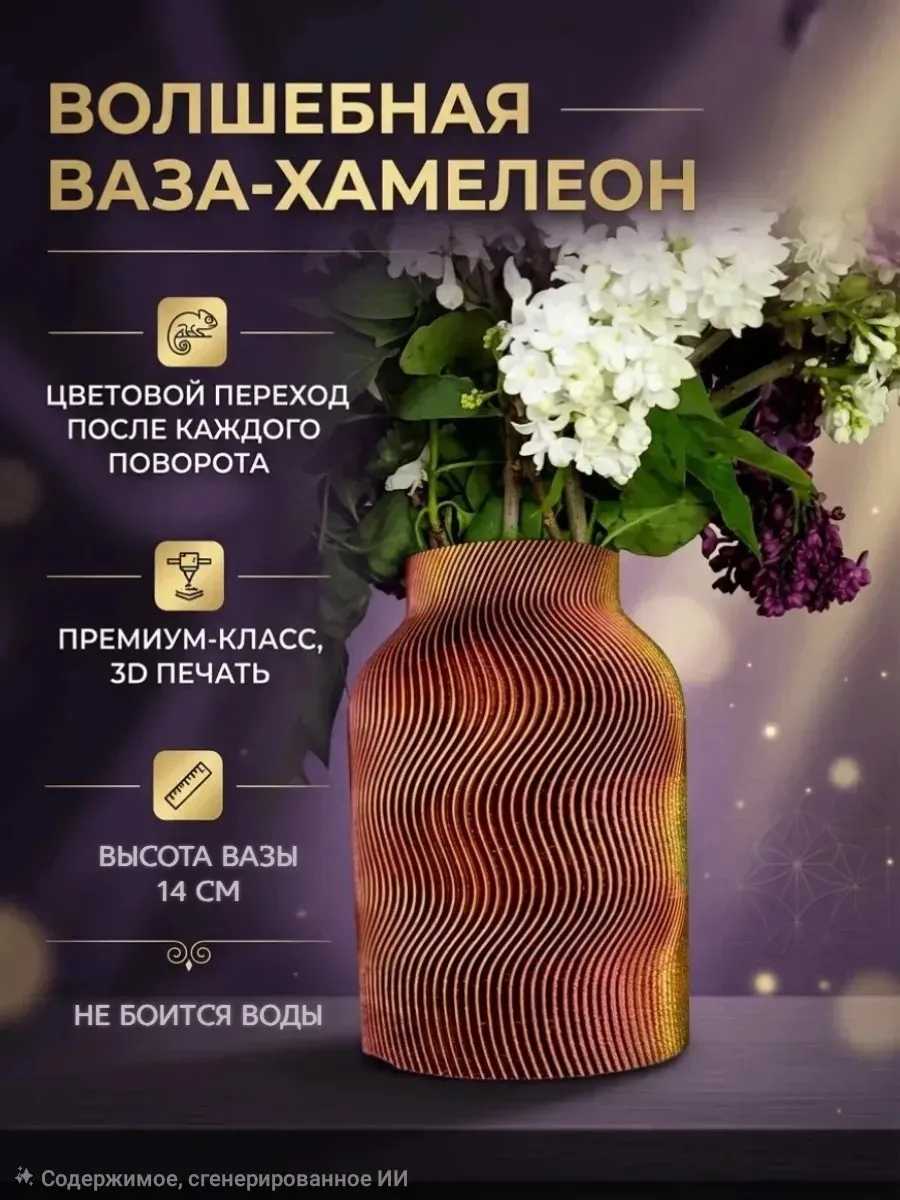 Голографическая ваза хамелеон 14 см
