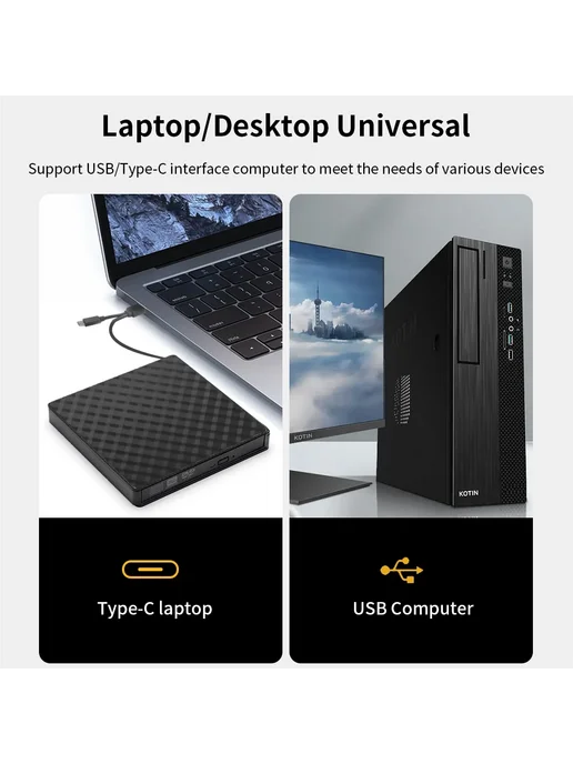 TISHRIC DVD-RW привод USB 3.0 Type C, Белый, белый, фото 5