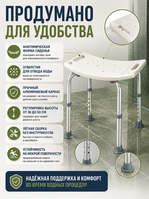 Стул Титан санитарный для душа и ванны, титан, фото 2