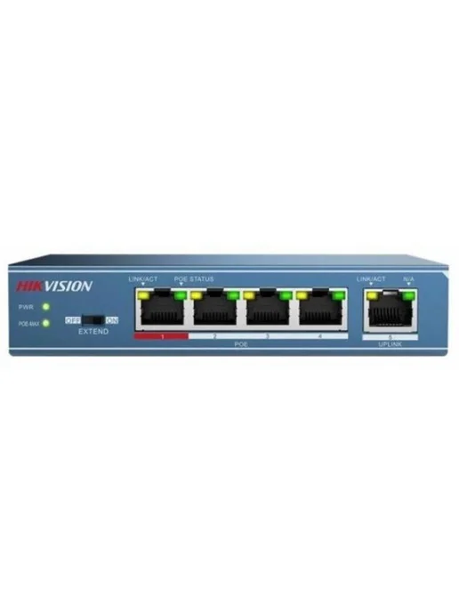 Коммутатор DS-3E0105P-E M(C) 4x100Мбит с 4PoE+ 35W, 4x100, 35 Вт, фото 2