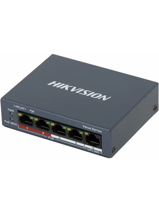 Коммутатор DS-3E0105P-E M(C) 4x100Мбит с 4PoE+ 35W, 4x100, 35 Вт, фото 8