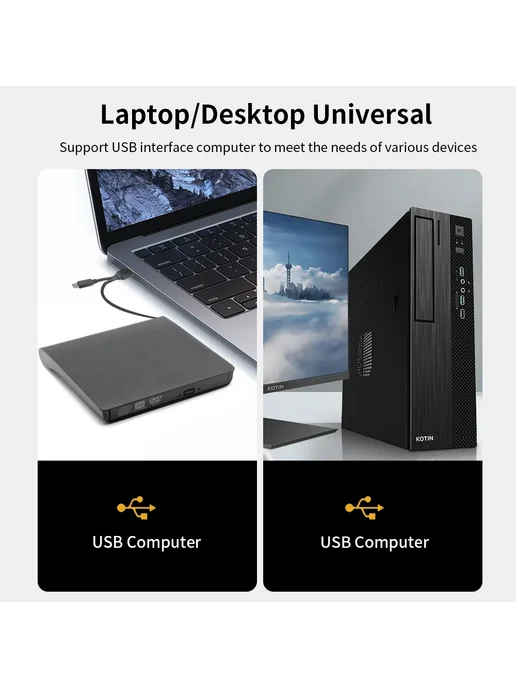 TISHRIC Внешний CD - диск DVD CD RW USB3.0, серый, фото 5