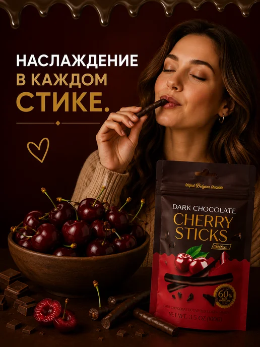 Вишня в темном шоколаде BeeMax, темный, фото 5