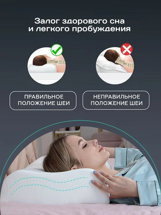 Ортопедическая подушка с эффектом памяти 31x51 см, 31x51 см, фото 4