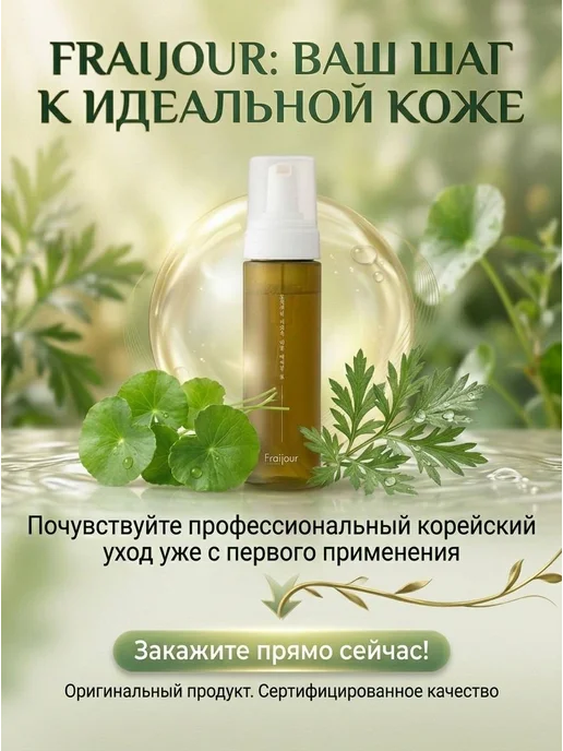 fraijour Пенка мусс для умывания с растительными экстрактами, 200 мл, фото 6