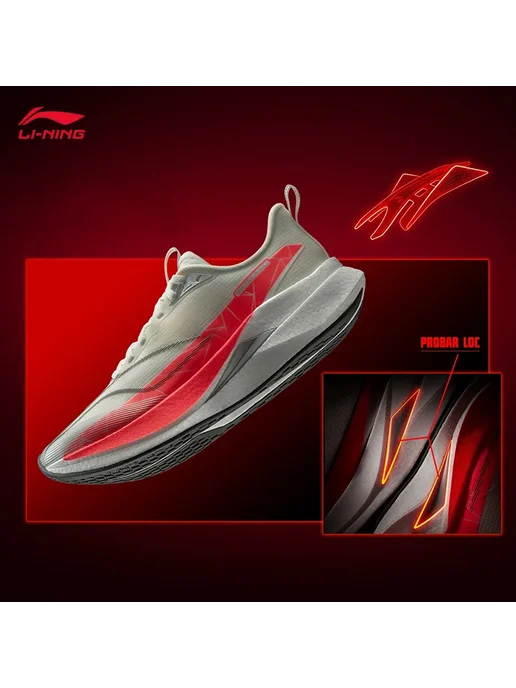 LI-NING RED HARE 9 PRO Женские кроссовки BOOM FIBER Светоотр, красный, фото 3