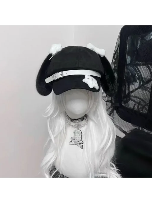 Женские береты Kawaii полиэстер Black, черный