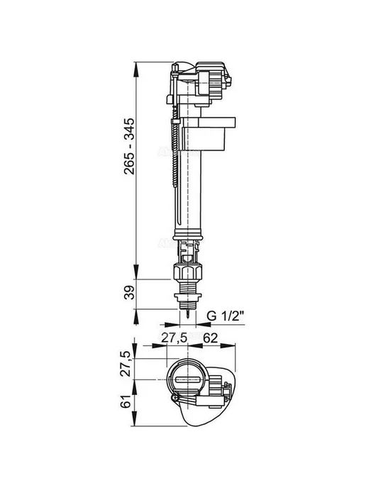 Alcaplast Наливная арматура с нижней подводкой, вариант, фото 2