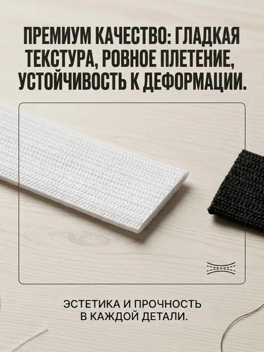 Вязаная бельевая резинка белая и черная, по 10м, 10 м, фото 5
