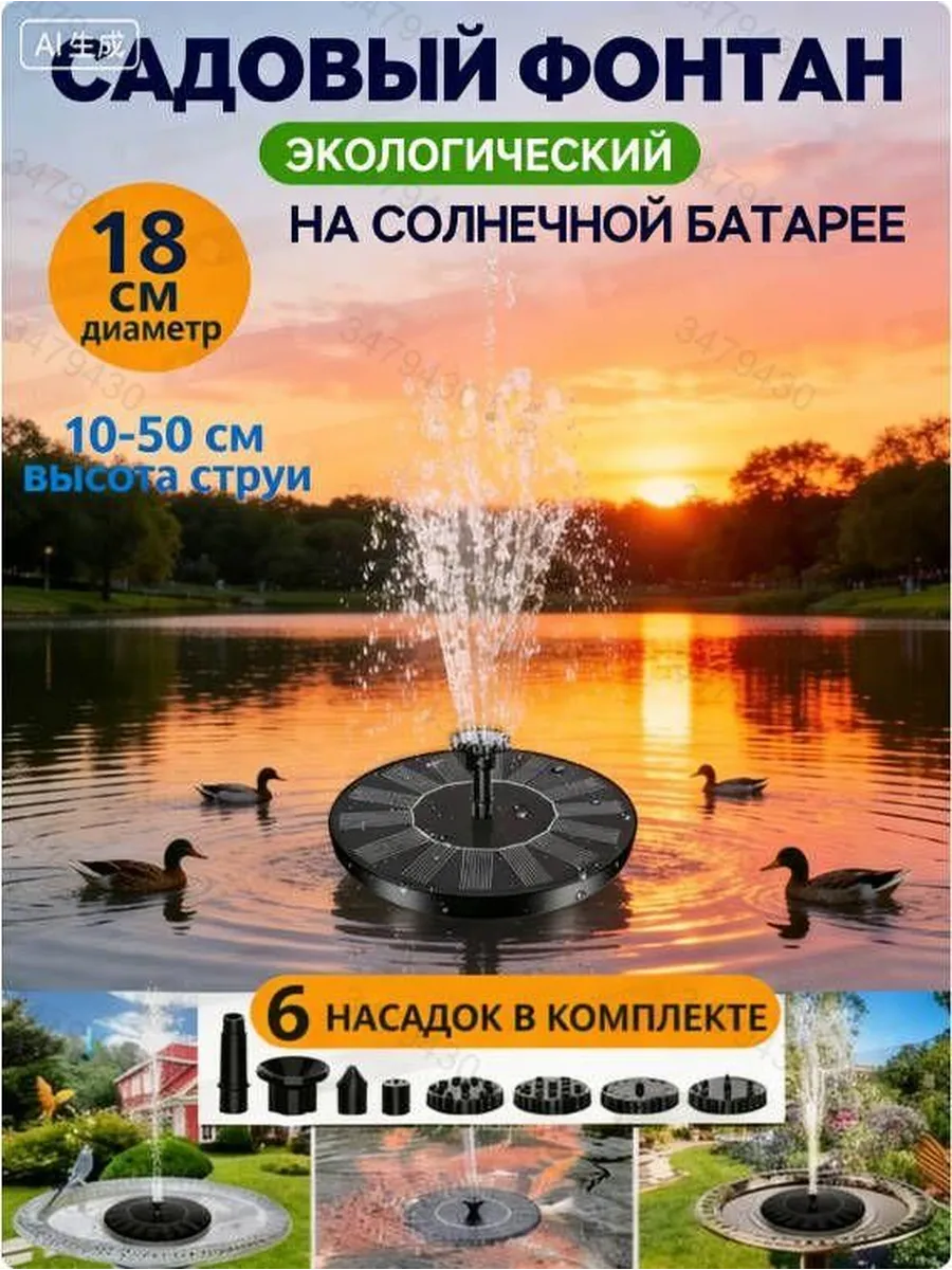 Садовый солнечный фонтан 20 м³/ч