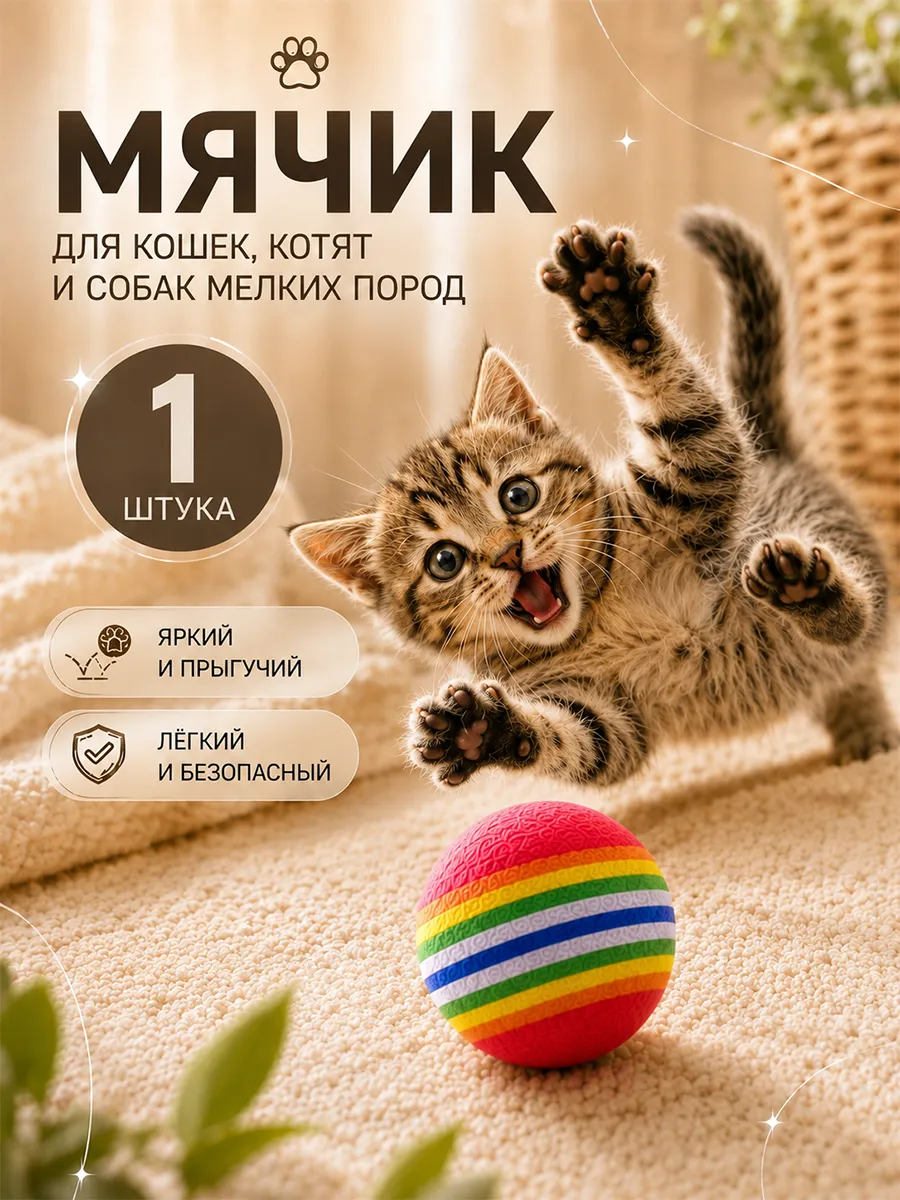 Игрушки для кошек мячик 1 шт