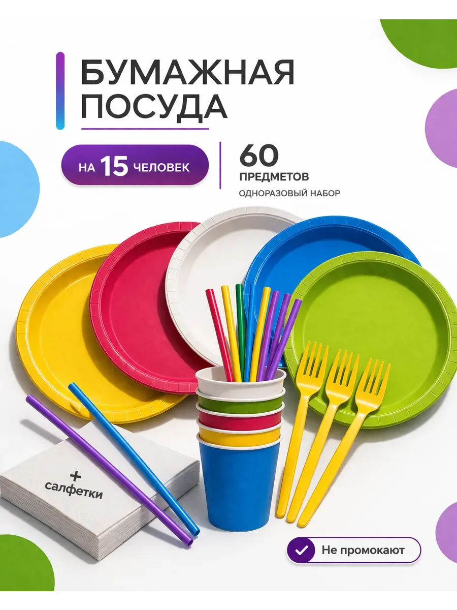 Набор бумажной одноразовой посуды