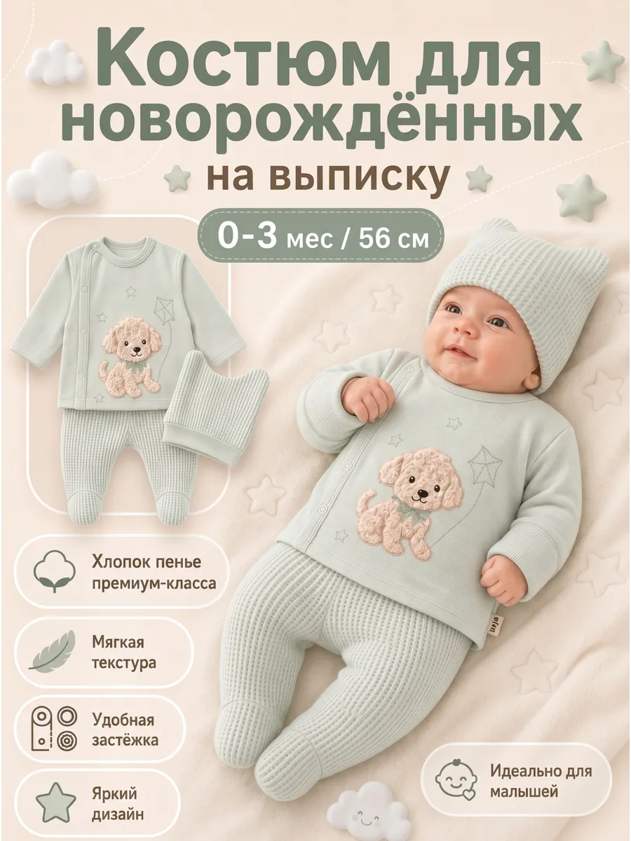 Костюм для новорожденных на выписку Щенок