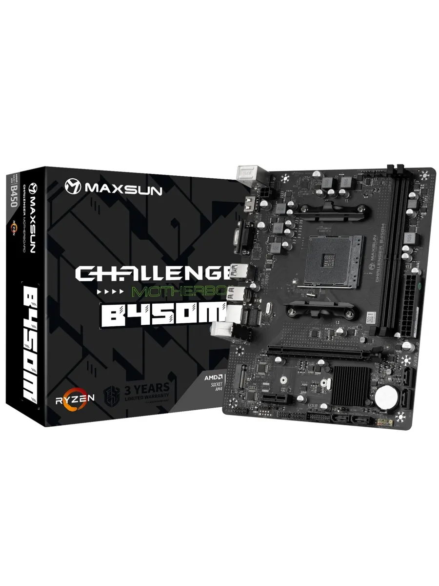 Maxsun Материнская плата MS-Challenger B450M AM4 AMD B450 mATX RTL