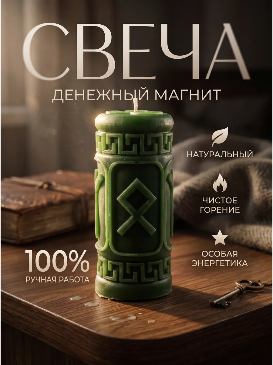 Руническая свеча Денежный магнит