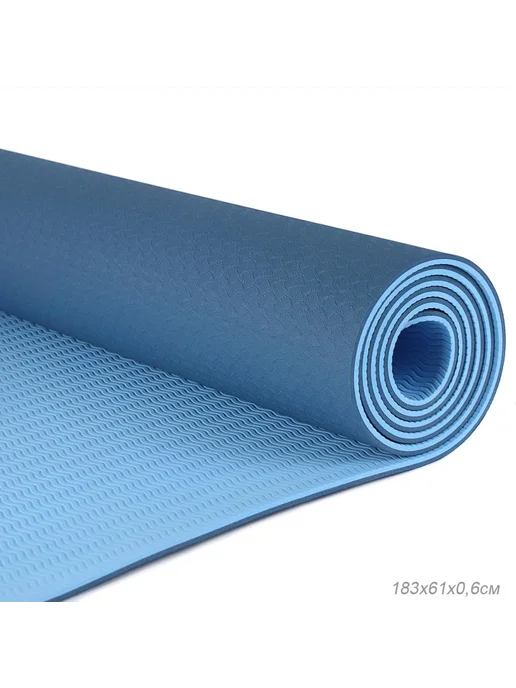 Коврик гимнастический TPE Yoga Mat, синий, фото 2