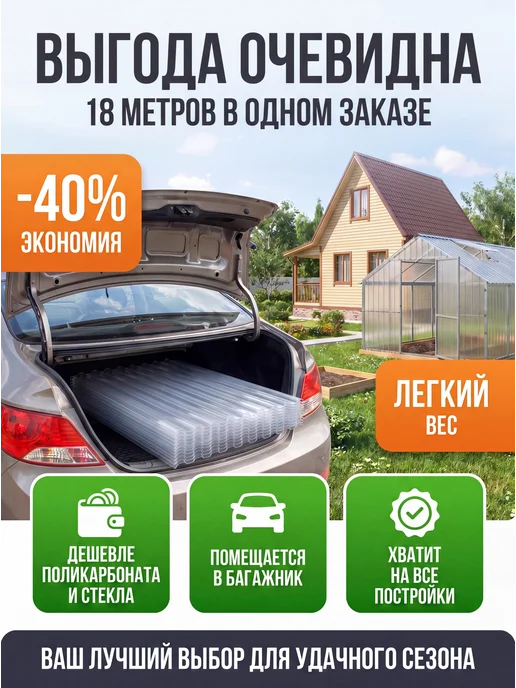 ПэтМаркет Профлист профнастил ПЭТ пластик 5шт 0,7мм 1х0.9м, 1x0.9 м, 20 шт, фото 5