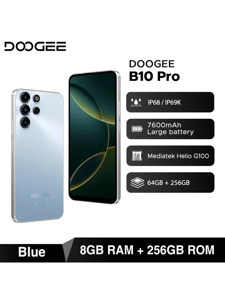B10 Pro, Голубой, 8ГБ RAM + 256ГБ ROM, IP68 IP69K