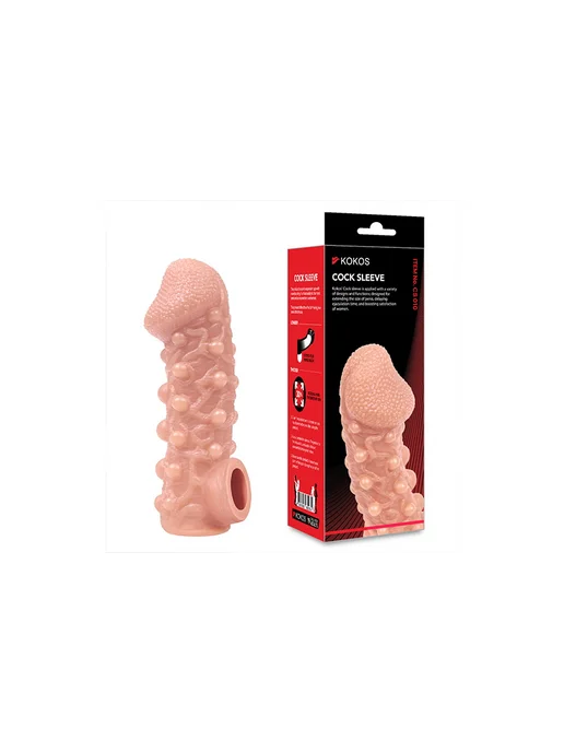 KOKOS Насадка на фаллос с шариками COCK SLEEVE CS.010-L (большой), бежевый, фото 2