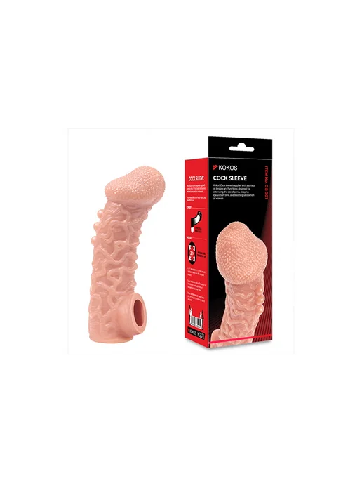 KOKOS Насадка на фаллос с имитацией пирсинга COCK SLEEVE CS. 007, бежевый, фото 2