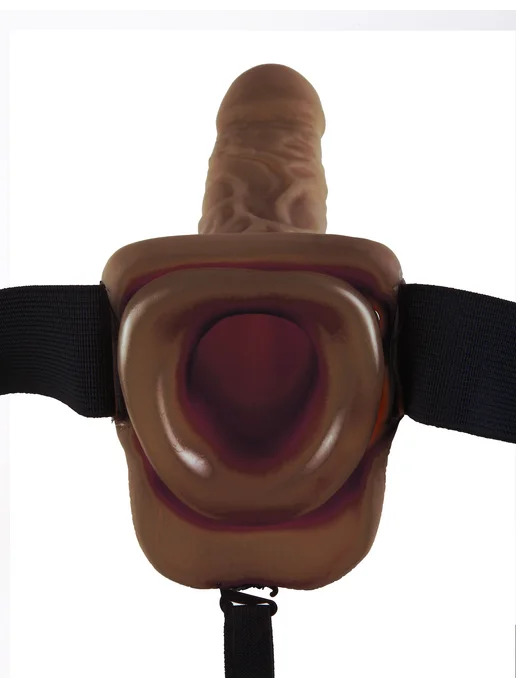 PIPEDREAM 9 Hollow Strap-On with Balls Фаллопротез мужской полый, коричневый, фото 4