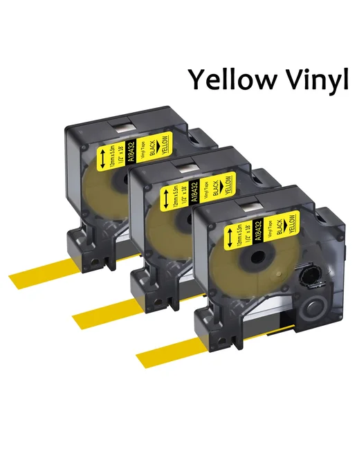 GREENCYCLE Виниловая лента Yellow для Dymo Rhino 19 мм, 3PK, желтый