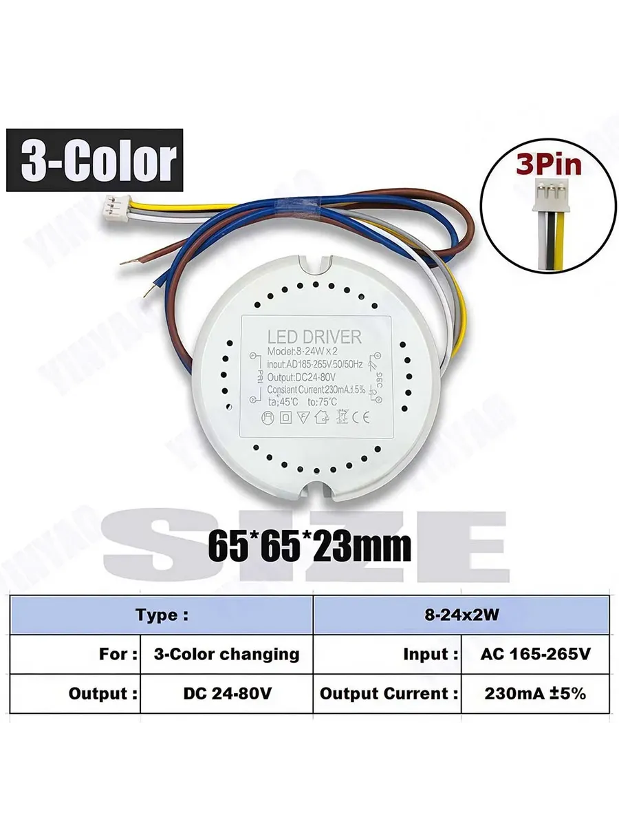 LED драйвер 8-24W 24-85V 165-265V 1-Color