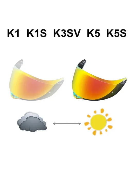 GISAEV Визор мотошлема K5 Red Photochromic, красный
