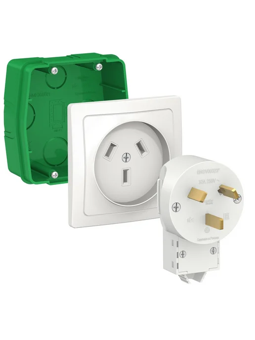 Systeme Electric Розетка силовая для плиты белая 32А 220В встраиваемая Blanca, белый, фото 6