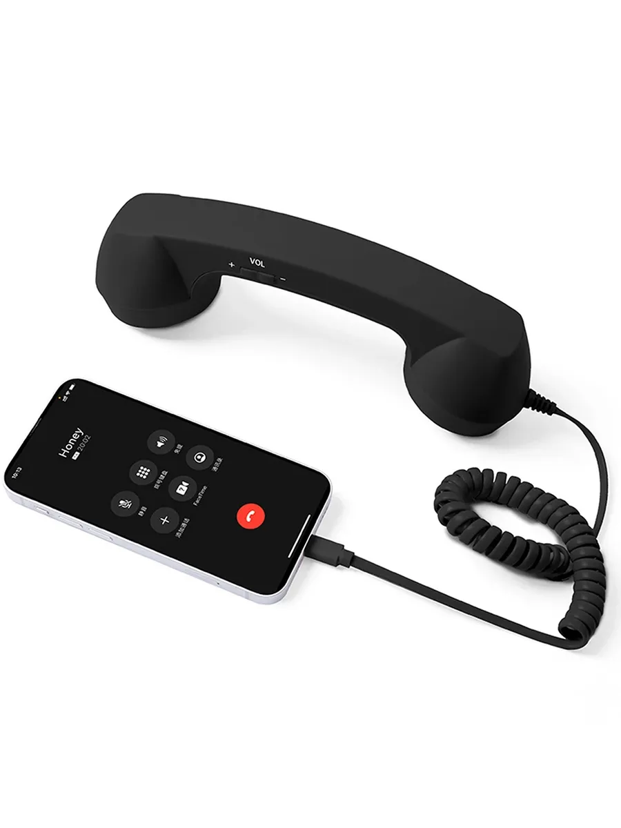 Ретро телефонная трубка Jninsens USB-C Черный, Black