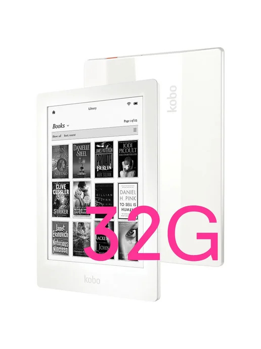 Нет бренда Kobo Aura HD 6.8 дюймов Черный, Black 4G, Комплекты «Читалк, 32 г, белый