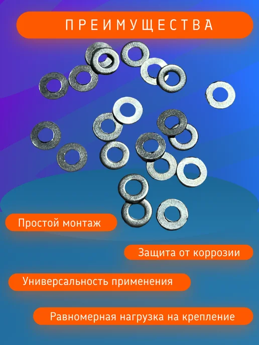 Шайба плоская M20, оцинкованная, DIN 125, серый, фото 3