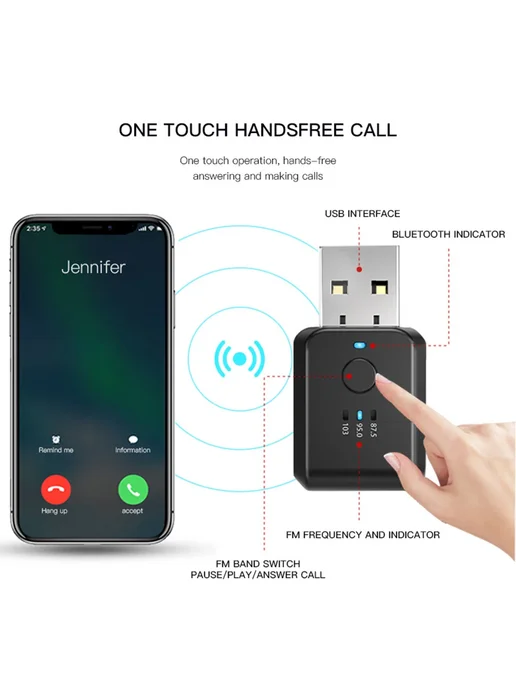 Нет бренда Беспроводной Bluetooth-совместимый приемник 2-в-1, FM-переда, вариант, фото 6