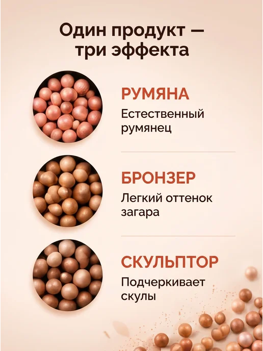 GABRINI Румяна шарики бронзер для лица, вариант, фото 4