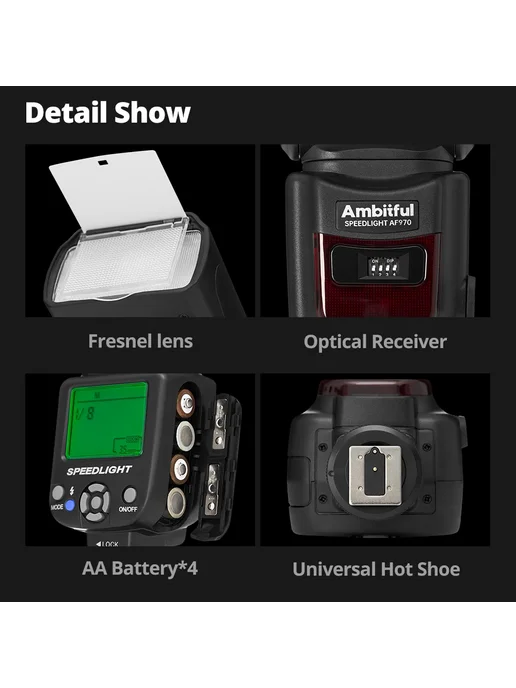 AMBITFUL AF970 Вспышка Speedlight Speedlite Универсальная дл, в упаковке 1 кг, фото 6