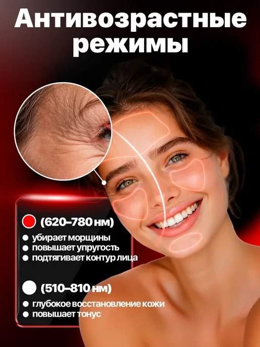 LED маска для лица светодиодная, 4 шт, фото 5