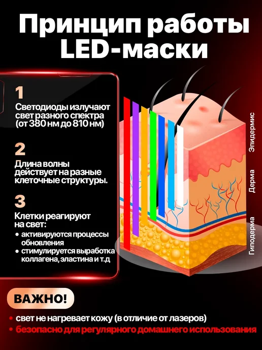 Светопродующая_LED-маска_для_лица_с_7_режимами_света, 4 шт, фото 8
