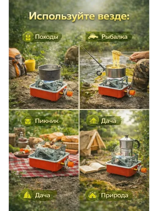мр Портативная газовая плита для пикников и походов, оранжевый, фото 3