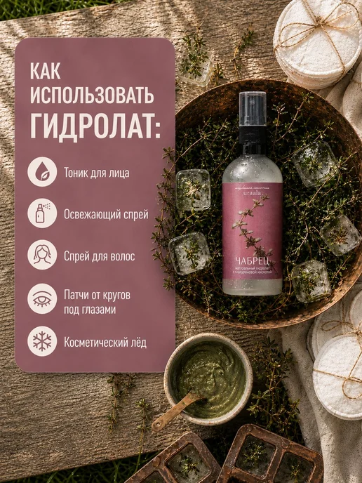 Матирующий гидролат чабреца, натуральный спрей для лица и мл, вариант, фото 5
