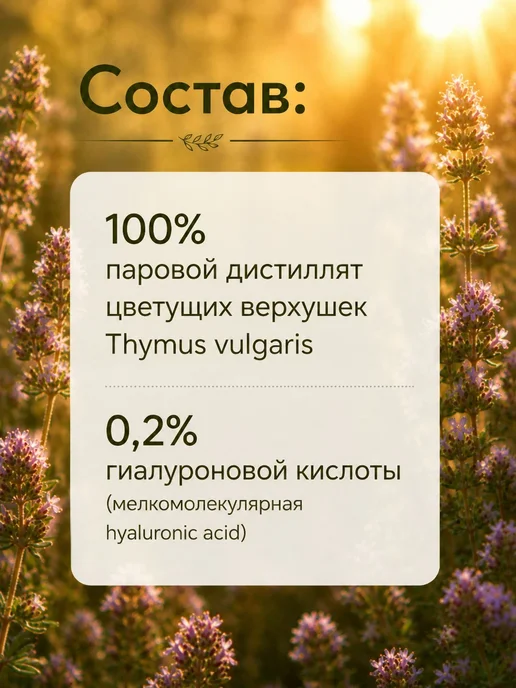Матирующий гидролат чабреца, натуральный спрей для лица и мл, вариант, фото 7