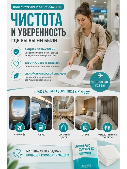 Асыл 01 одноразовые накладки на сиденье унитаза водорастворимые 10шт, 10 шт, фото 2